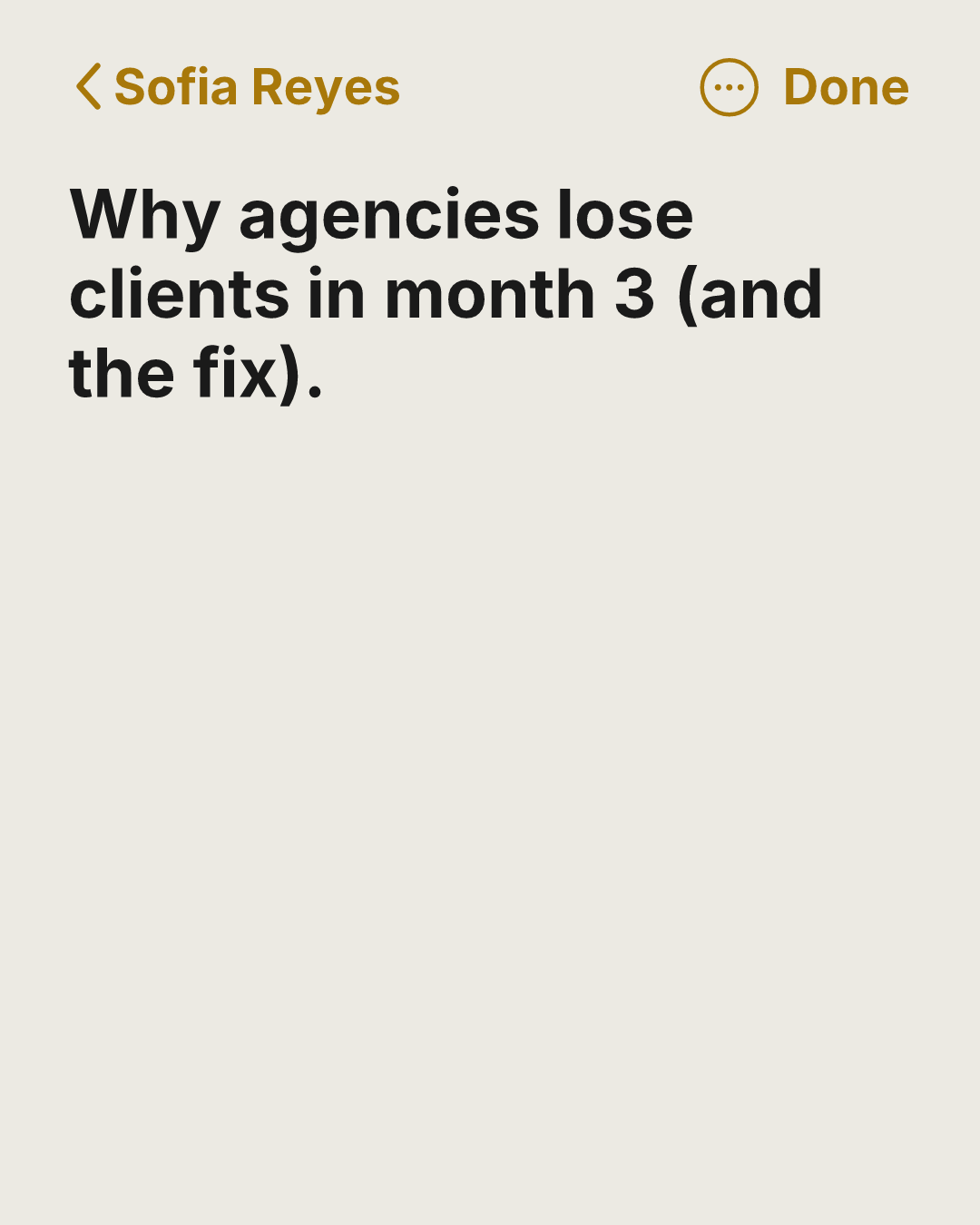 Agency owner carousel cover: Why agencies lose clients in month 3 (and the fix).