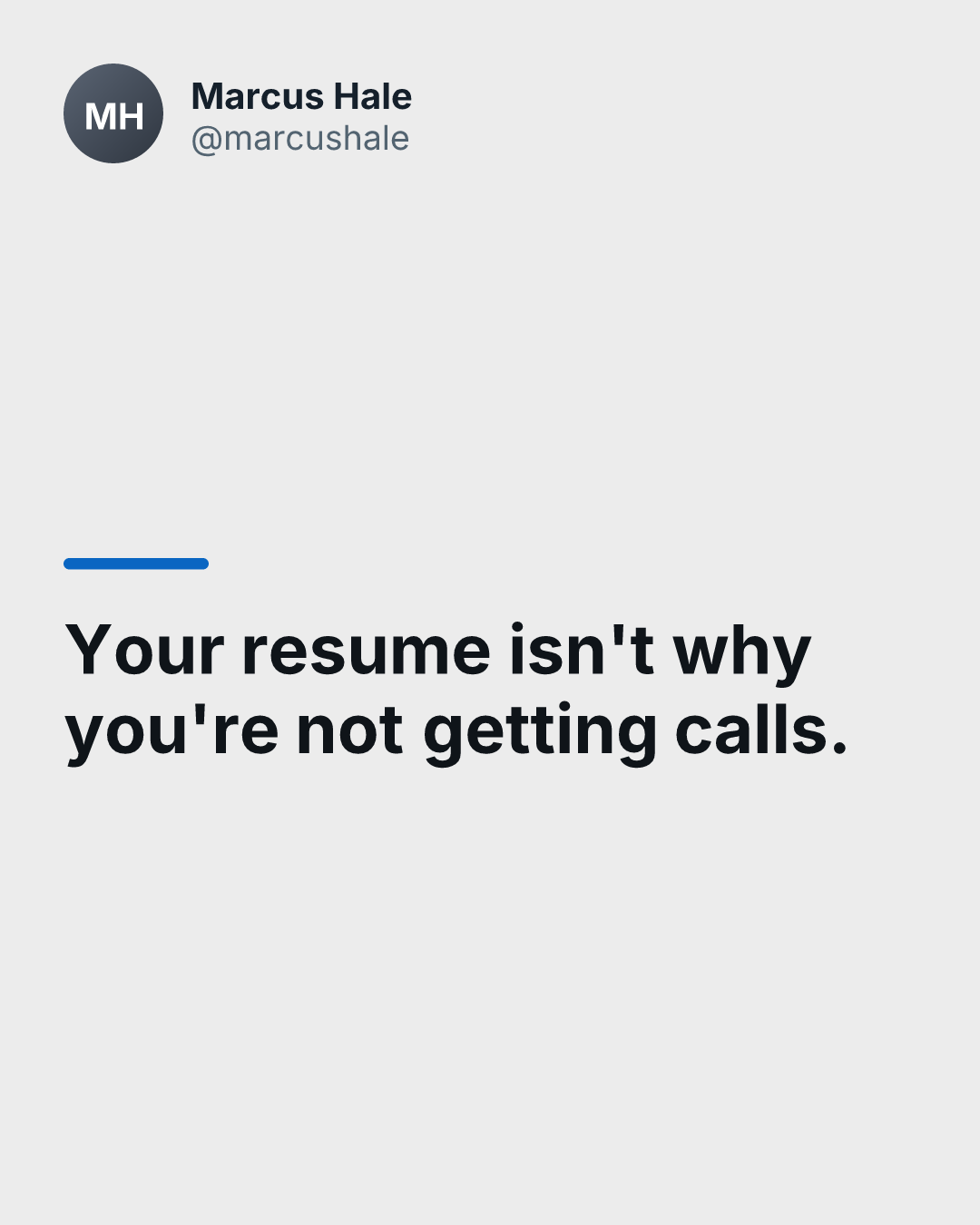 Career coach carousel cover: Your resume isn't why you're not getting calls.