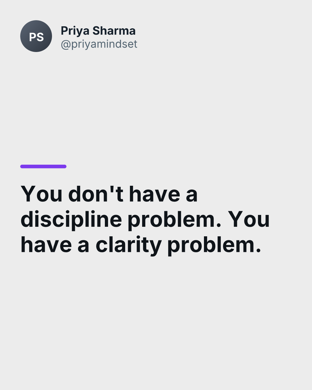 Mindset coach carousel cover: You don't have a discipline problem. You have a clarity problem.